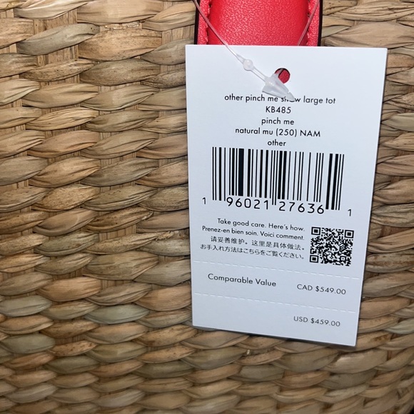 ♠️kate spade Pinch Me Crab Large Natural Straw Tote - Picture 13 of 14